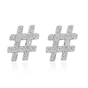 💛 NEW 925 Number Sign & CZ Earrings